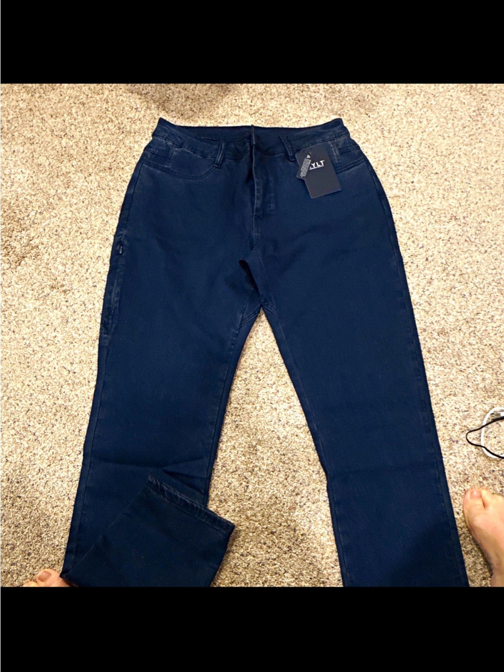 BYLT Basics Navy Straight-Leg Jeans